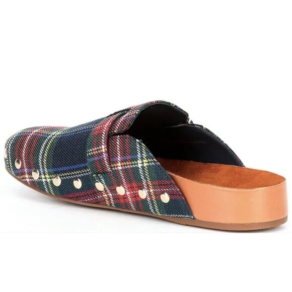Gianni Bini GB Slip On Tartan Plaid Rhinestone Buckle Mule Clogs Sz. 5.5 - Picture 5 of 5